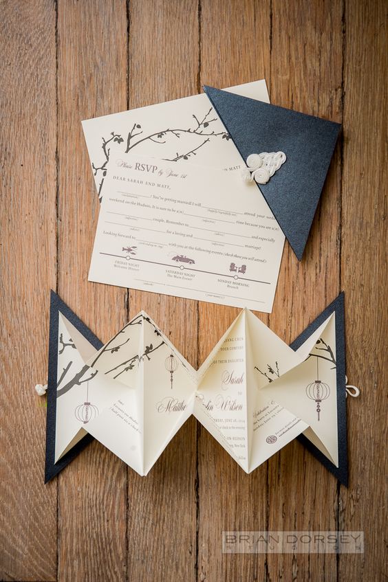 faire-part de mariage en origami