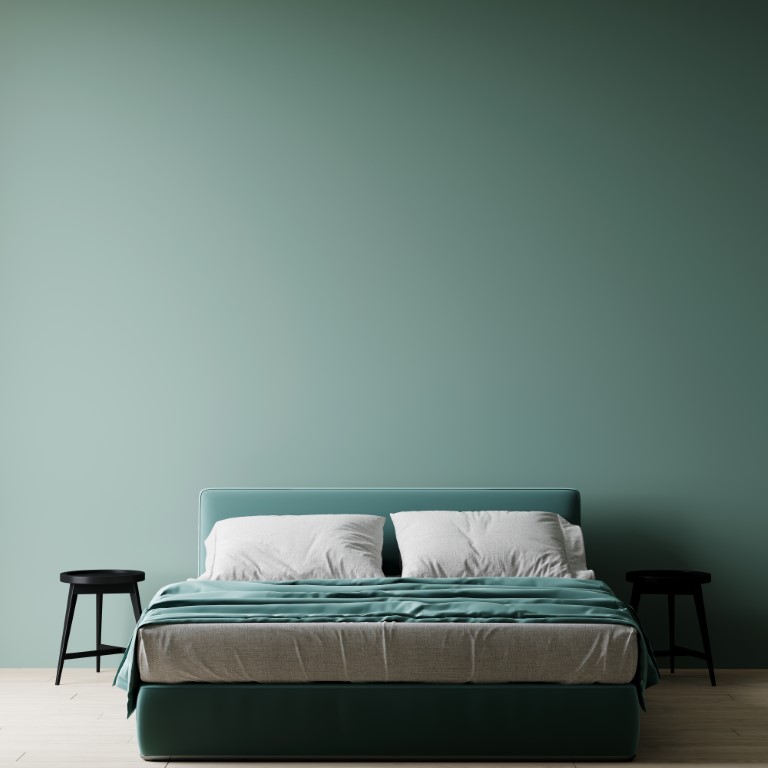 Mur vert d'eau dans une chambre